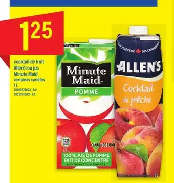 Maxi COCKTAIL DE FRUIT ALLEN'S OU JUS MINUTE MAID, 1 L offer