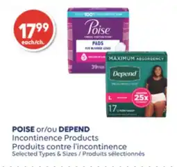 Wellwise by Shoppers POISE ou DEPEND Produits contre l'incontinence offer