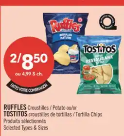 Pharmaprix RUFFLES Potato or TOSTITOS Tortilla chips offer