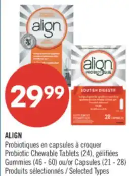 Pharmaprix ALIGN Probiotiques en capsules à croquer Probiotic Chewable Tablets (24), Gummies (46 - 60) or Capsules (21 - 28) offer
