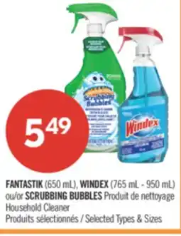 Pharmaprix FANTASTIK (650ml), WINDEX (765ml-950ml), or SCRUBBING BUBBLES Household Cleaner offer