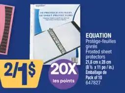 Jean Coutu EQUATION Frosted sheet protectors offer