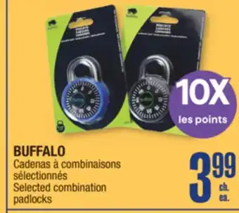 Jean Coutu BUFFALO Selected combination padlocks offer