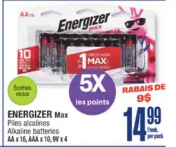 Jean Coutu ENERGIZER Max Alkaline batteries offer