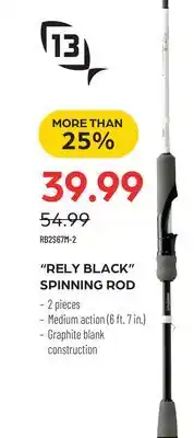 Pronature 13 FISHING RELY BLACK SPINNING ROD offer