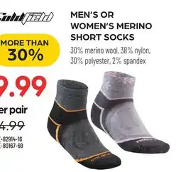 Pronature Coldfield MEN'S OR WOMEN'S MERINO SHORT SOCKS offer
