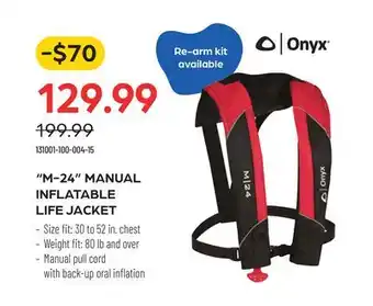 Pronature Onyx M 24 MANUAL INFLATABLE LIFE JACKET offer
