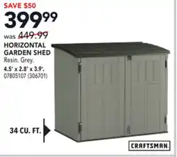 CRAFTSMAN HORIZONTAL GARDEN SHED 4.5' x 2.8' x 3.9'