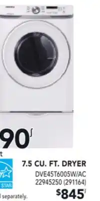 Réno Dépôt SAMSUNG 7.5 CU. FT. DRYER offer