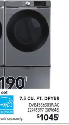 Réno Dépôt SAMSUNG 7.5 CU. FT. DRYER offer