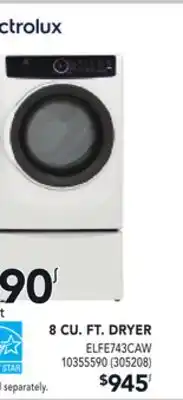 Réno Dépôt ELECTROLUX 8 CU. FT. DRYER offer
