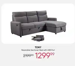 Meubles RD TONY Reversible Sectional-Bed with USB Port offer
