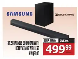 Centre Hi-Fi SAMSUNG 3.1.2 CHANNELS SOUNDBAR WITH DOLBY ATMOS WIRELESS offer
