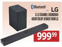 Centre Hi-Fi 3.1.3 CHANNEL SOUNDBAR 400W DOLBY ATMOS FROM LG offer