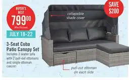 The Brick Cuba Canopy Outdoor Patio Conversation Set with Canopy Sofa, Ottoman & 2 Self-Storing Ottomans - Hand-Woven Resin Wicker, UV offer