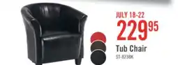 The Brick Ethan 31 Black Faux Leather tub-Style Accent Chair with Wood Legs offer