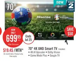 The Brick Hisense 70 4K UHD Google Smart TV offer