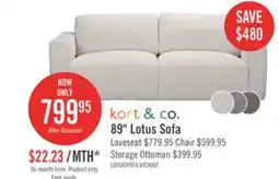 The Brick Kort & Co. Lotus Modular 89 Linen Grey Chenille Fabric Sofa with Feather Down Cushions offer