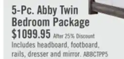 The Brick Abby 5pc Bedroom Set with Panel Bed, Dresser & Mirror for Kids, LED, USB, Brown - Twin Size offer