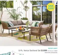 The Brick Venice 6-Piece Outdoor Patio Conversation Set with L-Shaped Sectional & Ceramic Top Coffee Table - Hand-Woven Resin Wicker, U offer