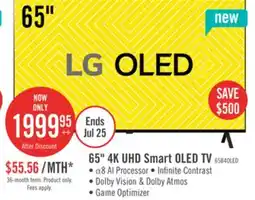 The Brick LG 65 B4 OLED 4K Smart TV with webOS 24 offer