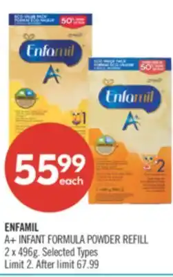 Shoppers Drug Mart ENFAMIL A+ INFANT FORMULA POWDER REFILL offer