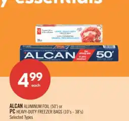 Shoppers Drug Mart ALCAN ALUMINUM FOIL (50') or PC HEAVY-DUTY FREEZER BAGS (10's - 38's) offer