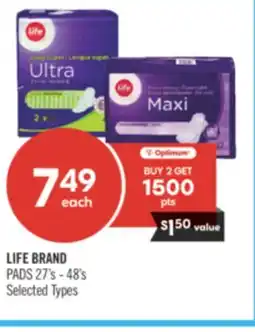 Shoppers Drug Mart LIFE BRAND PADS offer