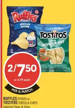 Shoppers Drug Mart RUFFLES POTATO or TOSTITOS TORTILLA CHIPS offer