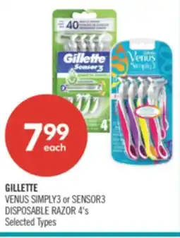 Shoppers Drug Mart GILLETTE VENUS SIMPLY3 or SENSOR3 DISPOSABLE RAZOR offer