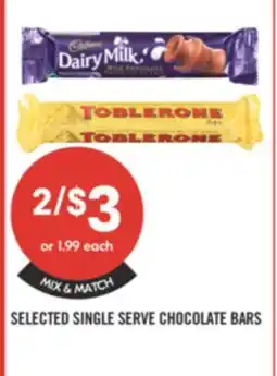 Shoppers Drug Mart SELECTED SINGLE SERVE CHOCOLATE BARS offer