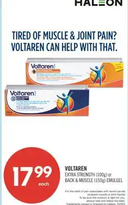 Shoppers Drug Mart VOLTAREN EXTRA STRENGTH 100G OR BACK & MUSCLE 150G EMULGEL offer
