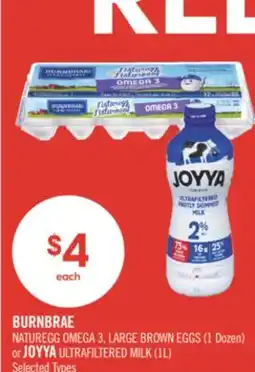 Shoppers Drug Mart BURNBRAE NATUREGG OMEGA 3, LARGE BROWN EGGS (1 Dozen) or JOYYA ULTRAFILTERED MILK (1L) offer
