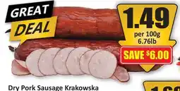 Starsky Dry Pork Sausage Krakowska offer