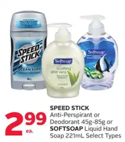 Rexall SPEED STICK Anti-Perspirant or Deodorant 45g-85g or SOFTSOAP Liquid Hand Soap 221mL offer