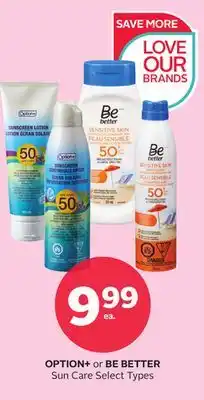 Rexall OPTION + or BE BETTER Sun Care offer