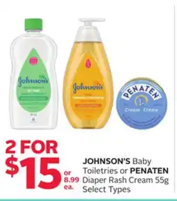 Rexall JOHNSON'S Baby Toiletries or PENATEN Diaper Rash Cream offer