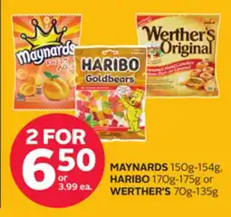 Rexall MAYNARDS 150g-154g, HARIBO 170g-175g or WERTHER'S 70g-135g offer