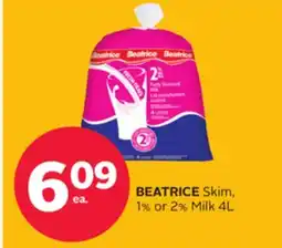 Rexall BEATRICE Skim, 1% or 2% Milk 4L offer