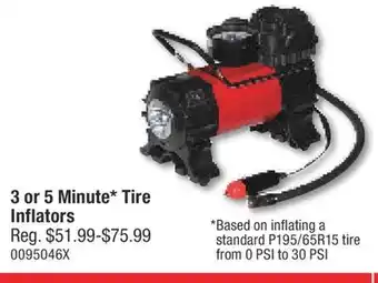 PartSource 3 or 5 Minute* Tire Inflators offer