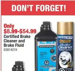 PartSource Certified Brake Cleaner and Brake Fluid offer