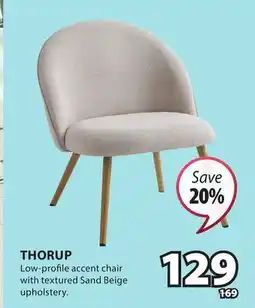 JYSK THORUP Low-profile accent chair with textured Sand Beige upholstery offer