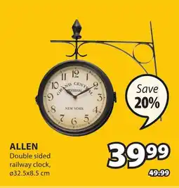 JYSK ALLEN Double sided railway clock offer