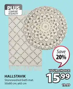 JYSK HALLSTAVIK Stonewashed bath mat offer
