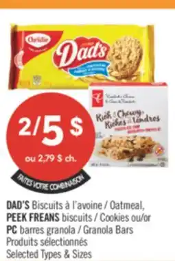 Pharmaprix DAD'S Oatmeal, PEEK FREANS Cookies or PC Granola Bars offer
