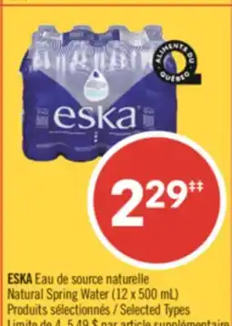 Pharmaprix ESKA Natural Spring Water offer