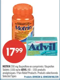 Pharmaprix MOTRIN 200 mg Ibuprofen Tables 150 or ADVIL 40-150 Pain Relief Product offer