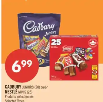 Pharmaprix CADBURY JUNIORS (20) or NESTLÉ MINIS (25) offer