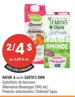 Pharmaprix NATUR-A or EARTH'S OWN Alternative Beverages offer