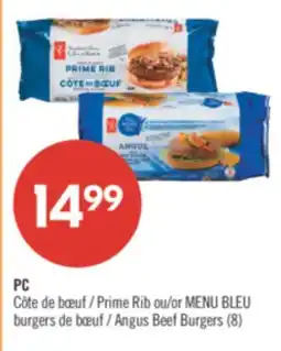 Pharmaprix PC Prime Rib or BLUE MENU Angus Beef Burgers offer